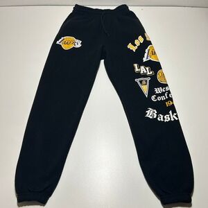 NBA Ultra Game Los Angeles Lakers Black Multi Logo Graphic Sweatpants Small